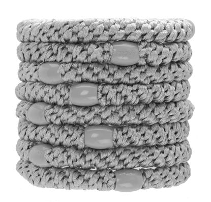 Picture of L. Erickson Grab & Go Ponytail Holders, Silver, Set of Eight - Exceptionally Secure with Gentle Hold