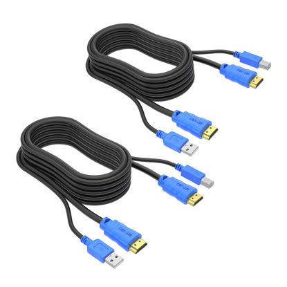 Picture of MT-VIKI 2 Packs USB HDMI KVM Cable 6ft 4K HDMI USB A to HDMI USB B Twin Cord for Standard KVM Switch