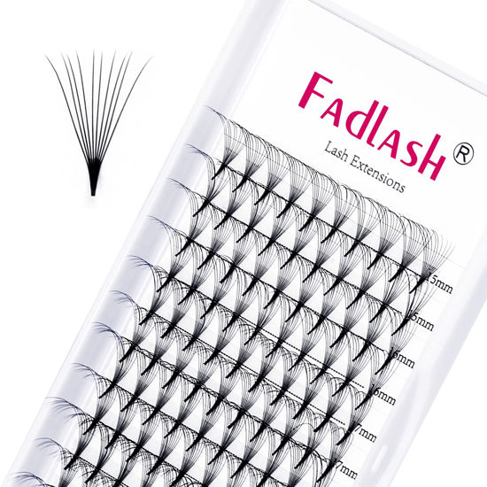 Picture of Volume Lash Extensions 10D D Curl 15-20mm Mixed Tray Premade Fans Eyelash Extensions 0.07 Volume Premade Fans Short Stem Lash Extensions Volume (10D-0.07-D, 15-20mm)