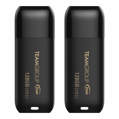 Picture of TEAMGROUP C175 128GB 2 Pack USB 3.2 Gen 1 (USB 3.1/3.0) Read 100MB/s Flash Thumb Drive, External Data Storage Memory Stick Compatible with Computer/Laptop Matte Black TC1753128GB22