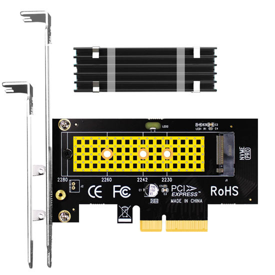 Picture of GLOTRENDS M.2 PCIe NVMe 4.0 Adapter with M.2 Heatsink and M.2 Screw, PCIE X 4 Full Speed (PA09-HS10)