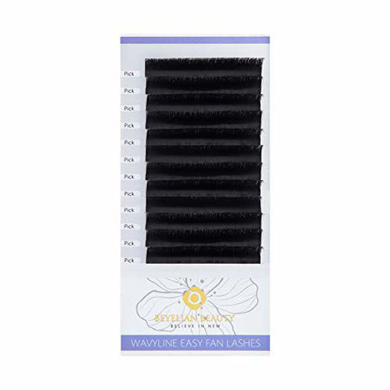 Picture of BEYELIAN Wavyline Easy Fan Eyelash Extensions Mega Volume Sets Camellia Lash Black Mink Supply Professional Stylists Use .05mm C 12-13-14mm Mixed in 1 Row