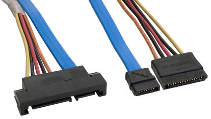 Picture of Amphenol CS-SATDRIVEX2-001 Serial ATA SATA Drive Connector Extension Cable, 1 m, 3.3', Blue