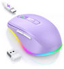 Picture of Wireless Mouse Jiggler - LED Wireless Mice with Build-in Mouse Jiggler Mover, Rechargeable Moving Mouse for Computer with Undetectable Random Movement Keeps Computer Awake - Purple