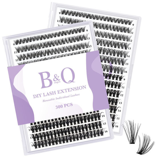 Picture of Lash Clusters DIY Individual Lashes 40D+50D 9-16MIX B&Q 300 PCS False Eyelash Cluster Volume Lashes Extension 30D 40D 40D D Curl Lash Clusters DIY lash Extensions at Home (40D+50D-0.07D,9-16MIX)