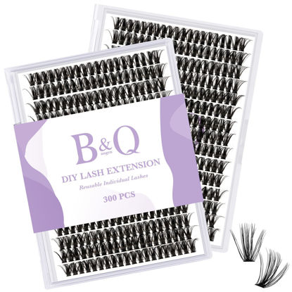 Picture of Lash Clusters DIY Individual Lashes 50D-0.07D-13mm B&Q 300 PCS False Eyelash Cluster Volume Lashes Extension 30D 40D 50D D Curl Lash Clusters DIY lash Extensions at Home (50D-0.07D,13mm)