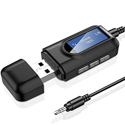 Picture of Bluetooth Transmitter for TV,Wireless Bluetooth Adapter with Display,Low Latency Bluetooth 5.0 Transmitter for Headphones Work with Home Stereo,PC,Car Stereo-with Selection Function (Black)