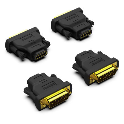 Picture of BENFEI DVI to HDMI, Bidirectional DVI (DVI-D) to HDMI Male to Female Adapter with Gold-Plated Cord 4 Pack