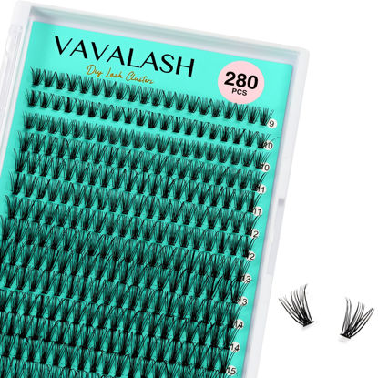 Picture of VAVALASH Lash Clusters 20D-D-0.07-9-16MM DIY Individual Lashes 280 PCS Cluster Lashes 10D 20D 30D 40D 50D C D Curl Volume False Eyelash Extensions DIY Lash Extensions at Home (20D-0.07-D,9-16mm)