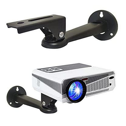 Picture of Universal Projector Wall Mount Angle Adjustable 360°Rotation 7.8? Length 7.7 lbs Load Projector Hanger with Mounting Screw Thread Adapters as Mini Projector Camera Camcorder Mount Black