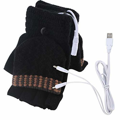 Picture of Unisex Women's & Men's USB Heated Gloves Mitten Winter Hands Warm Laptop Gloves