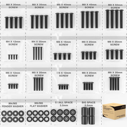 Picture of Universal TV Installation Hardware Kit Includes M4 M5 M6 M8 TV Sets Screws and Spacers for Most TVs Up to 80" HTA001