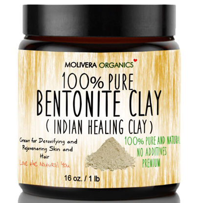 Picture of Molivera Organics Bentonite Clay for Detoxifying and Rejuvenating Skin and Hair, 16 oz.