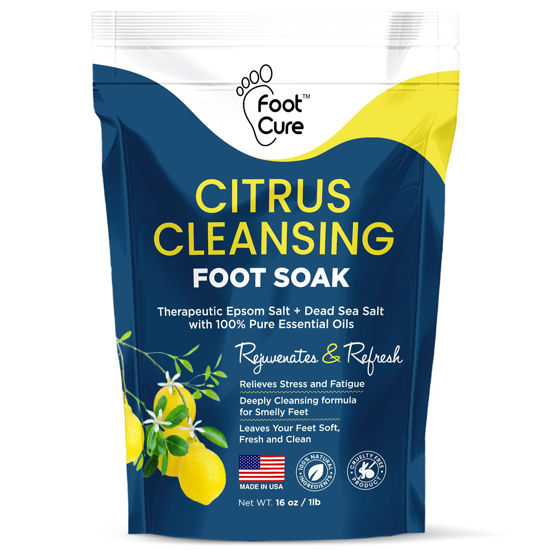 Picture of Citrus Detox Foot Soak with Epsom Salts - for Foot Callus, Immune Boost, Damaged Toenail, Pedicure Spa, Soothes Sore Tired and Swollen Feet - Made in USA - 16oz