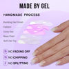 Picture of Press On Nails Short - BTArtbox Ombre Acrylic Press On Nails, Square Glue On Nails with Nail Glue, Reusable Stick On Nails in 15 Sizes - 30 Soft Gel Fake Nails Kit, Vanilla Cream