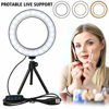 Picture of LED Ring Light 6" with Tripod Stand for YouTube Video and Makeup, Mini LED Camera Light with Cell Phone Holder Desktop LED Lamp with 3 Light Modes & 11 Brightness Level (6 inch)