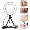 Picture of LED Ring Light 6" with Tripod Stand for YouTube Video and Makeup, Mini LED Camera Light with Cell Phone Holder Desktop LED Lamp with 3 Light Modes & 11 Brightness Level (6 inch)