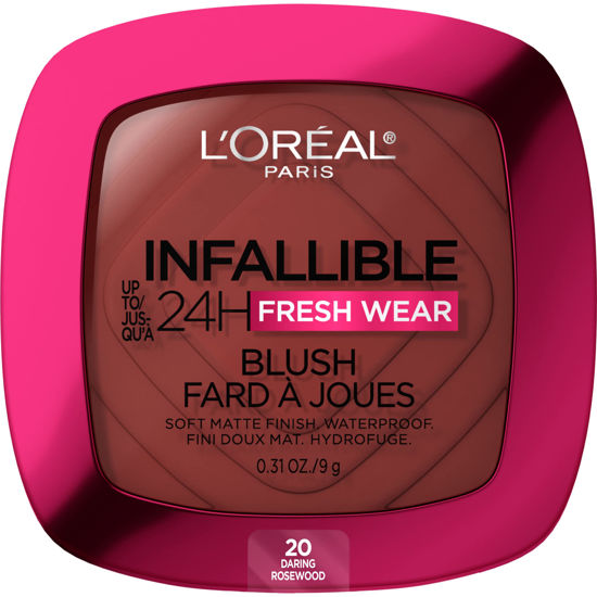 Picture of L'Oreal Paris Infallible Up to 24H Fresh Wear Soft Matte Blush, Blendable, Long-Lasting and Waterproof Cheek Make Up, Daring Rosewood 20, 0.31 Oz