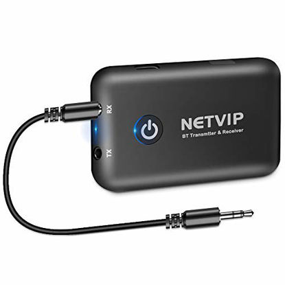 Picture of Netvip Bluetooth Transmitter for TV, 2-in-1 Wireless Bluetooth Audio Adapter Low Latency, Music Receiver with 3.5mm Audio Cable for TV/PC/Car/Home Sound System