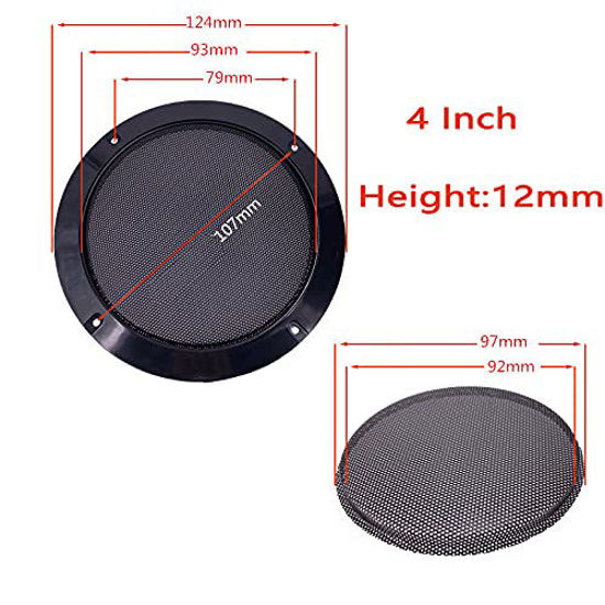 Picture of XunLiu 2PCS Audio Speaker Cover Mesh Grills Horn Guard with Screws for Car (4Inch, Silver)