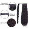 Picture of Stamped Glorious Long Corn Wave Ponytail Extension Magic Paste Heat Resistant Wavy Synthetic Wrap Around Ponytail Black Hairpiece for Women (22inch, T1B-118#)