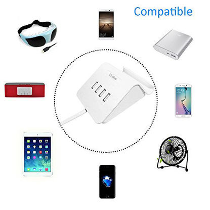 Picture of Desktop 4-Port USB Charger Universal Multi port USB Charger Station Charging Fast for iPhone,iPad, Samsung,Bluetooth Speakers,Power bank,HTC,LG,Nintendo,Kindle fire and Other USB Charging Devices