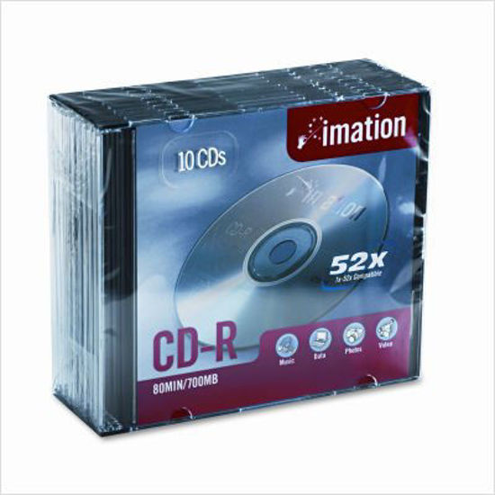 Picture of Imation IMN17332 CD Recordable Media, CD-R, 52x, 700 MB, 10 Pack Jewel Case