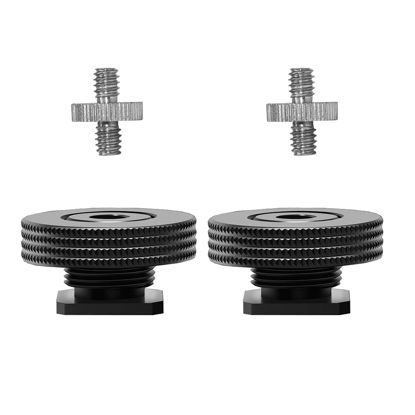 Picture of [2 Packs]- Atmoshue 1/4" Female Thread to Hot Shoe Adapter, Hot Shoe Mount Adapter with 1/4 to 1/4" Male Screw Adapter for Magic Arm, Monitor, Video Light