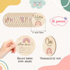 Picture of 16 Pieces Wooden Baby Monthly Milestone Cards Boho Baby Monthly Milestone Marker Discs Double Sided Rainbow Wooden Circles Baby Months Signs for Baby Shower Newborn Photo Props