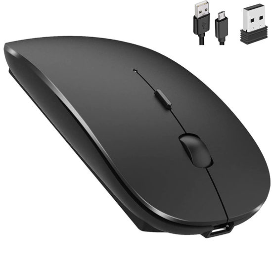 Picture of Bluetooth Mouse for iPad Pro iPad Air Rechargeable Bluetooth Wireless Mouse for MacBook pro MacBook Air Mac Laptop Chromebook Windows Laptop Desktop Computer HP PC DELL (Black)