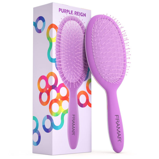 Picture of Framar Detangling Brush for Thick Hair - Detangle Brush for Thick Hair, Kids Hair Brush for Curly Hair, Detangling Hair Brush for Kids, Brush for Hair, Soft Hair Brush, Curly Brush (Purple)