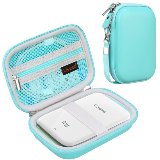 Picture of Canboc Hard Case for New Canon Ivy 2 Mini/Canon Ivy Mini/Canon Ivy CLIQ+2 CLIQ 2 Photo Printer Mobile Wireless Bluetooth Instant Camera Printer, Mesh Bag fit Photo Paper Cable, Mint Green+Mint Green