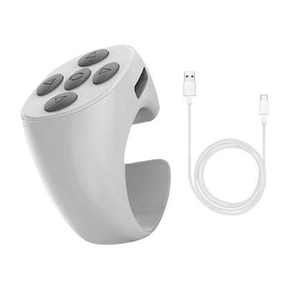 Picture of Fingertip Wireless Bluetooth Remote Control, TIK-to-k Remote Control APP Kindle Page Turner, Scrolling Rings Rechargeable Camera Remote for Phones Tablets(White)