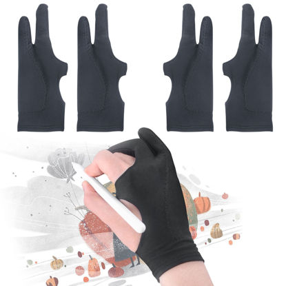 Picture of [Palm Rejection] Artist Drawing Glove 4 Pack iPad Gloves for Touch Screen PC Graphics Tablet Left and Right Hand 3 Layers Padding Digital Art Stylus Glove