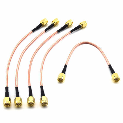 Picture of SDTC Tech 5pcs RF Coaxial Coax Cable Assembly SMA Male to SMA Male Antenna Extender Cable Adapter Jumper(6 inch/15cm)