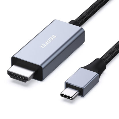 Picture of BENFEI USB C to HDMI 3 Feet Cable [4K@60Hz, Aluminum Shell, Nylon Braided], USB Type-C to HDMI Cable [Thunderbolt 3] Compatible for MacBook Pro/Air/iPad Pro 2023/2022/2021/2020/2019, Gray