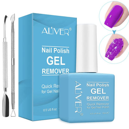 Picture of Gel Nail Polish Remover (15ML)- Professional Gel Remover For Nails With Cuticle Pusher, Gel Nail Remover, Remove Gel Polish In 2-3 Minutes, Safe And Quick DIY Home