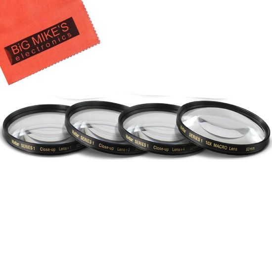 Picture of 52mm Close-Up Filter Set (+1, 2, 4 and +10 Diopters) Magnification Kit for Canon, Olympus, Pentax, Sony, Sigma, Tamron Digital Cameras and Camcorders + Microfiber Cleaning Cloth