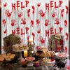 Picture of Halloween Party Decorations Scary Bloody Halloween Photo Backdrop Streamers, 2 Pack 3.3 x 6.6 FT Zombie Vampire Halloween Party Decor Foil Fringe Curtain Halloween Backdrops for Parties Indoor Outdoor