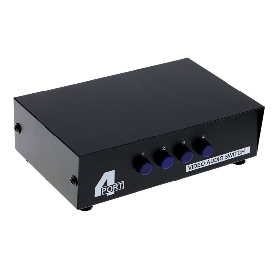 Picture of Optimal Shop 4 Port Input 1 Output Audio Video AV RCA Switch 4 Ways Selector Splitter Box