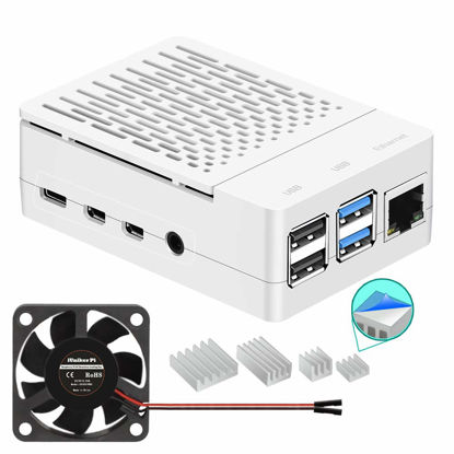 Picture of Raspberry Pi 4 Case, iUniker Raspberry Pi 4 Fan ABS Case with Cooling Fan, Raspberry Pi 4 Heatsink, Simple Removable Top Cover for Pi 4 Model B/ 4B