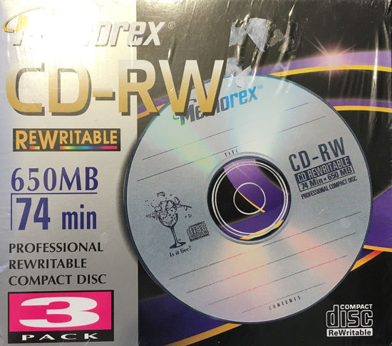 Picture of 3-Pack of Memorex CD-RW 650MB 74 min Professional Rewritable Compact Disks in standard jewel cases