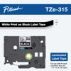 Picture of Brother Genuine P-Touch TZE-315 Tape, 1/4" (0.23") Wide Standard Laminated Tape, White on Black, Laminated for Indoor or Outdoor Use, Water-Resistant, 0.23" x 26.2' (6mm x 8M), Single-Pack, TZE315