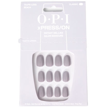 Picture of OPI xPRESS/ON Press On Nails, Up to 14 Days of Wear, Gel-Like Salon Manicure, Vegan, Sustainable Packaging, With Nail Glue, Short Neutral Nails, Taupe-less Beach