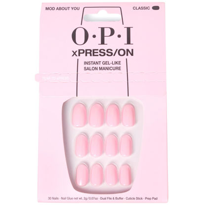 Picture of OPI xPRESS/ON Press On Nails, Up to 14 Days of Wear, Gel-Like Salon Manicure, Vegan, Sustainable Packaging, With Nail Glue, Short Pink Nails, Mod About You