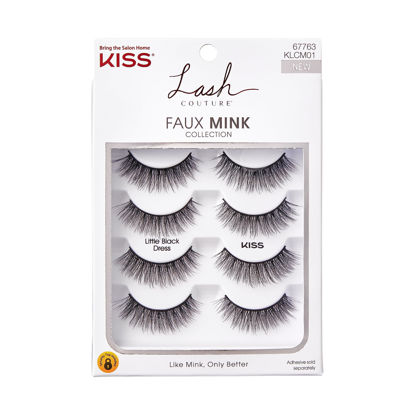 Picture of KISS Lash Couture Faux Mink False Eyelashes Multipack, Knot-Free Lash Band, Reusable, Contact Lens Friendly, Easy To Apply, Ultrafine, Tapered, Synthetic Fake Lashes, Style Little Black Dress, 4 Pairs