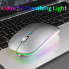 Picture of Uiosmuph LED Wireless Mouse, G12 Slim Rechargeable Silent Mouse, 2.4G Portable Optical Computer Mice with USB Receiver and Type C Adapter (Silver)