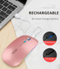 Picture of Uiosmuph LED Wireless Mouse, G12 Slim Rechargeable Silent 2.4G Portable Optical Wireless Computer Mice with USB Receiver and Type C Adapter (Rose Gold)