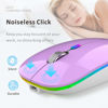 Picture of Uiosmuph LED Wireless Mouse, G12 Slim Rechargeable Wireless Silent Mouse, 2.4G Portable Optical Computer Mice with USB Receiver and Type C Adapter (Purple)