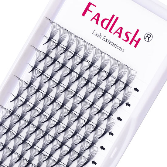 Picture of Premade Fans Eyelash Extensions 10D D Curl 19mm Volume Lash Extensions 0.07 Premade Lash Fans Short Stem Lash Extension Volume (10D-0.07-D, 19mm)